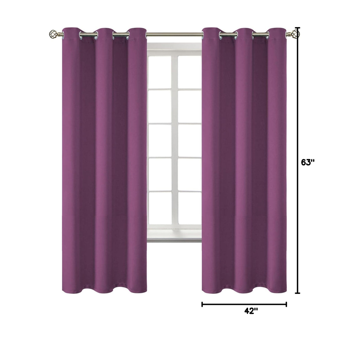Eggplant Purple Blackout Curtains for Bedroom 63 Inch (Eggplant Purple / 42"W x 63"L (Pack of 2))