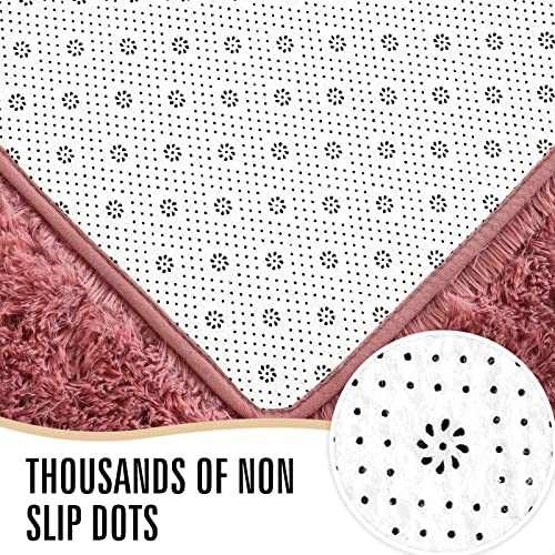 Area Rugs Fluffy Living Room Carpets for Kids Bedroom 4x5.3 (Blush / 4' x 5.3' (Rectangular))
