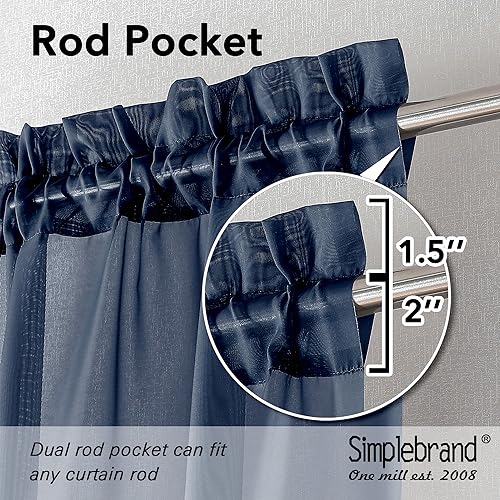 Navy Tier Curtains for Kitchen 24 Inches Long 2 Panels Set (Navy Blue / 42"W x 24"L (Pack of 2))