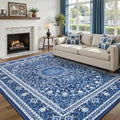 6x9 Area Rugs for Living Room (Oriental Dark Blue / 6' X 9' (Rectangular))