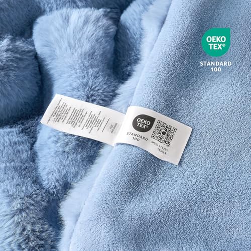 Faux Fur Bubble Throw for Couch (Misty Blue / Twin(60" x 80"))