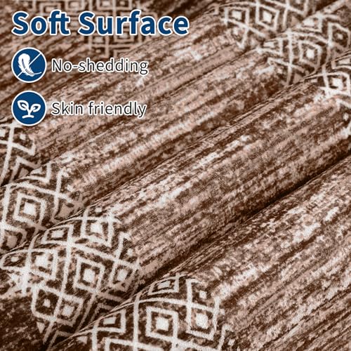 Area Rug 5x7 Distressed Bordered Washable Non Slip Floor Carpet (Dark Brown / 5' x 7' (Rectangular))