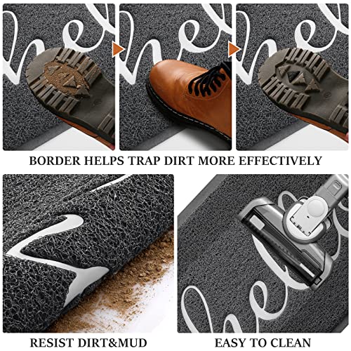Door Mat Welcome Mat Floor Mat for Entryway (Dark Grey-hello / 2' x 3' (Rectangular))