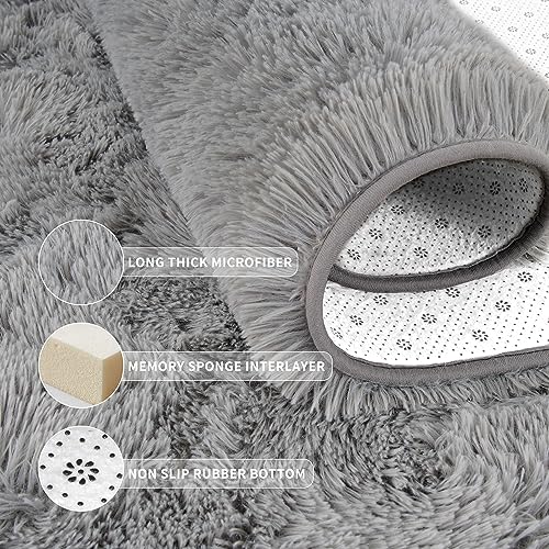 Grey Soft Runner Rugs for Bedroom 2x6 ft with Rubber Backing (Grey / 2' X 6' (Runner))