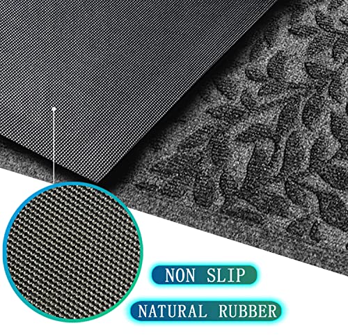 Sturdy Front Entrance Doormats (1'11" x 2'11" (Rectangular) / Leaves Grey)