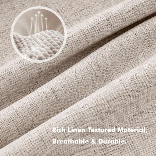 100% Blackout Linen Curtains for Bedroom 42 x 84 Inch Khaki 2 Panels (Khaki / 42"W x 84"L (Pack of 2))