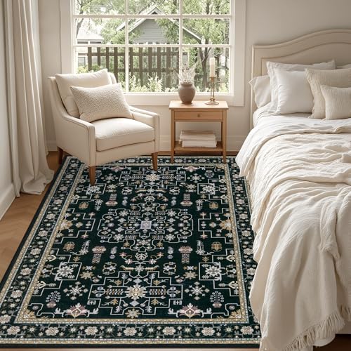 6x9 Area Rugs Living Room (Black / 6' x 9' (Rectangular))