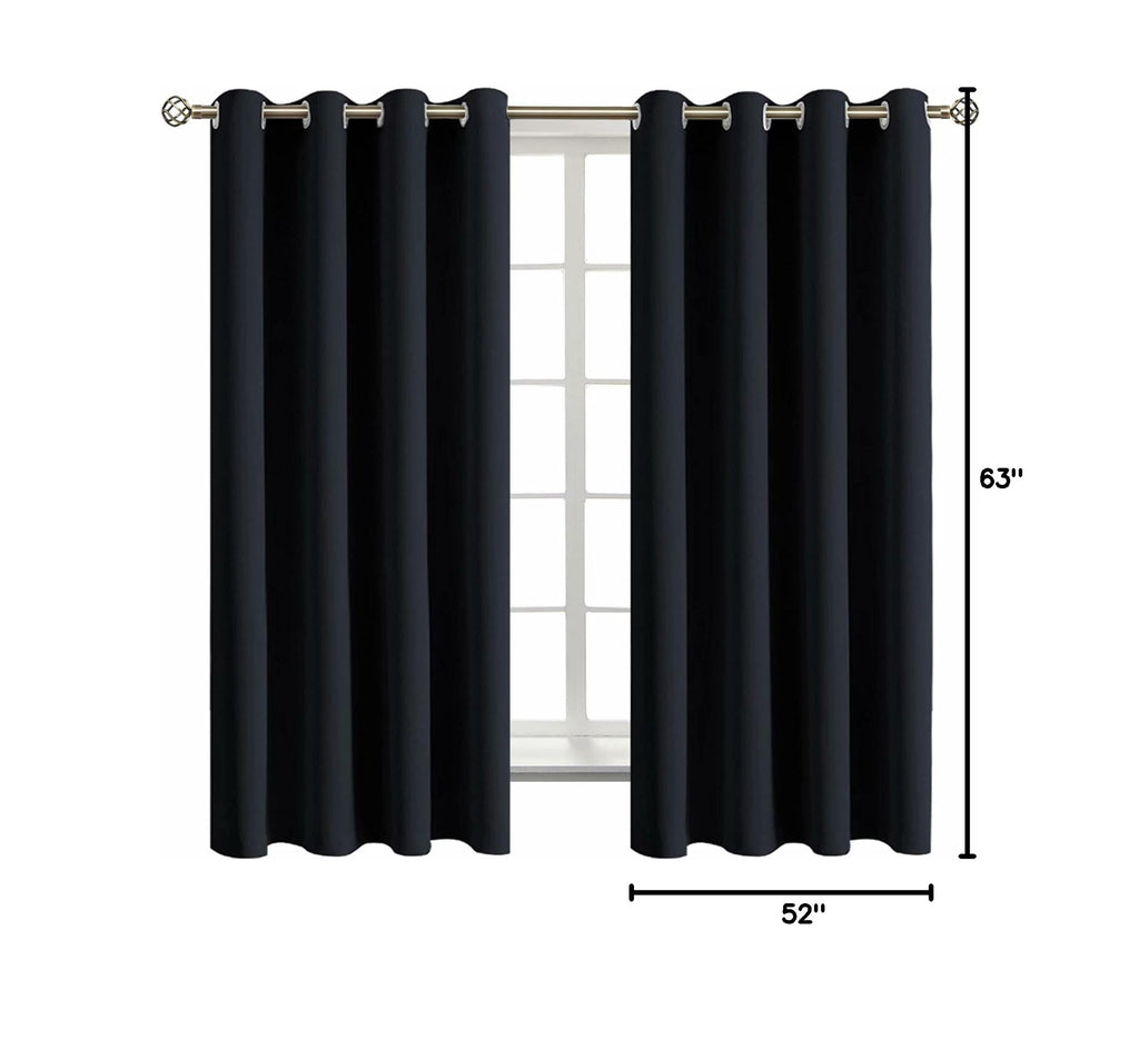Black Blackout Curtains for Bedroom 63 Inch Long (Black / 52"W x 63"L (Pack of 2))