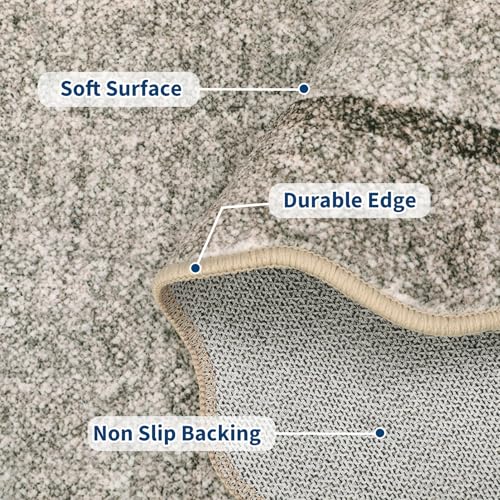 Scalloped Washable Runner Rug 2x8 Modern Non Slip Kitchen Runner (Brown / 2' x 8' (Runner))