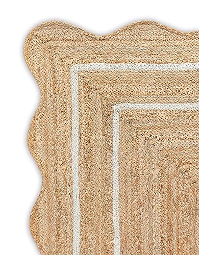 Wave Scalloped Natural Jute Runner (Off White / 6'x9' (Rectangular))