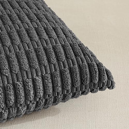 4 Packs Decorative Throw Pillow Covers for Living Room Couch Bed (20" x 12" (Pack of 4) / Dark Gray)