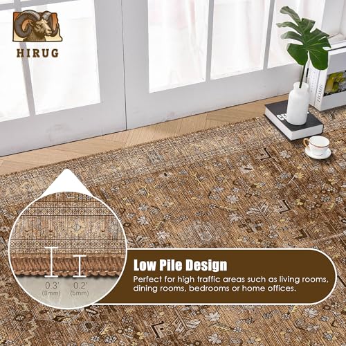 Washable Area Rug 6' x 9' Vintage Traditional Persian Mat (Bronze and Ivory / 6' x 9' (Rectangular))