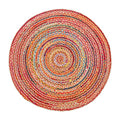 Jute Cotton Braided Woven Rug 3 Feet Round (3' (Round) / Multi Color)