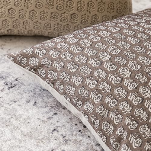 Long Floral Print Lumbar Throw Pillow Covers 14×36 Inch (36" x 14" (Pack of 2) / Chocolate)