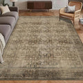 Washable Area Rug 4' x 6' Vintage Traditional Persian Mat (Mocha and Taupe / 4' x 6' (Rectangular))