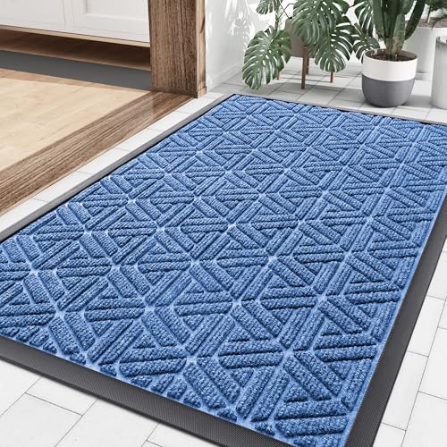 Front Door Mat Outside Entrance (Blue / 35" X 23")