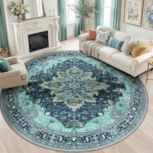 Washable Area Rug (Teal / 8' (Round))