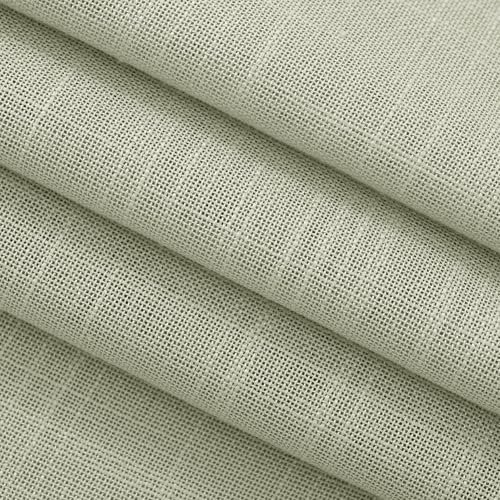 Linen Blend Sage Green Curtains 63 inch Length 2 Panels for Bedroom Back Tab Light Filtering Semi Sheer Drapes Linen Cotton Textured Light Green Airy Modern Farmhouse Living Room Sage Aesthetic Decor (Sage Green / 52"W x 63"L (Pack of 2))