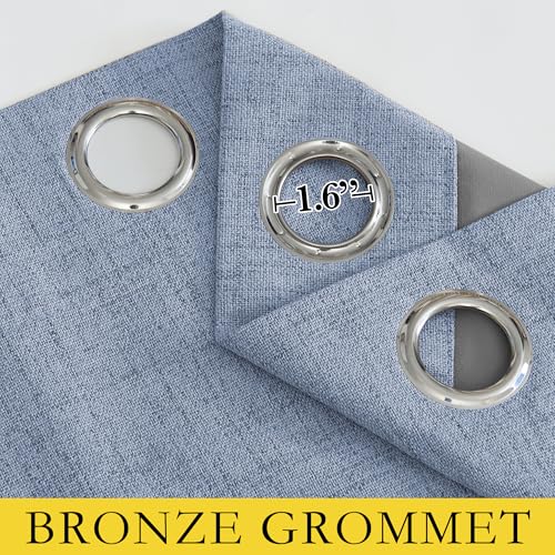 Stone Blue Vintage Linen 100% Blackout Curtains for Classroom (42"W x 72"L (Pack of 2) / Stone Blue)