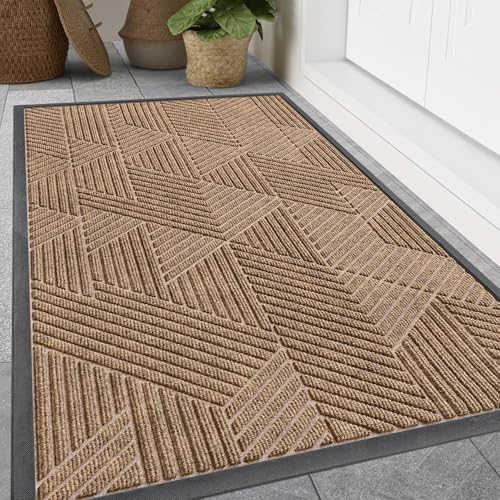 Front Door Mat Outside Entrance (Light Brown / 47" X 32")