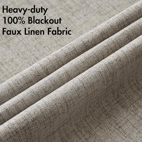 100% Blackout Linen Curtains for Bedroom 52x72 Inches Greige (Greige / 52"W x 72"L (Pack of 2))