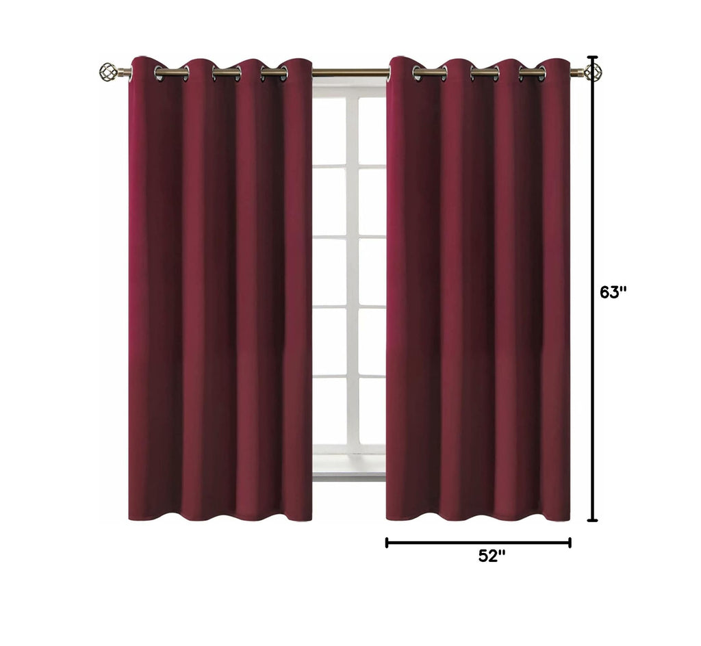 Burgundy Blackout Curtains for Bedroom 63 Inch Long (Burgundy / 52"W x 63"L (Pack of 2))