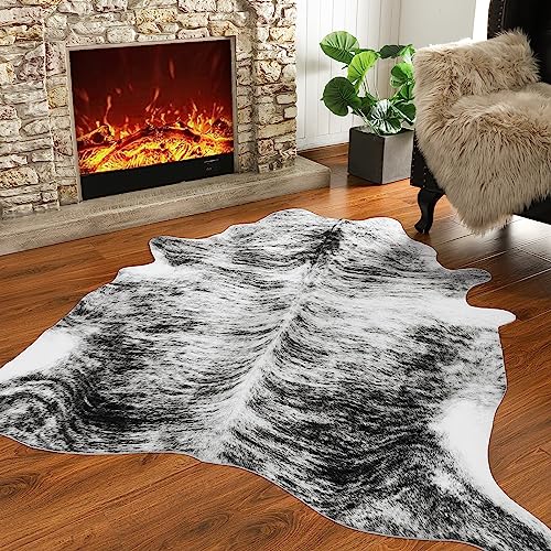 Western Faux Cowhide Rug (4' x 3' (4x3 ft) / Black / Grey)