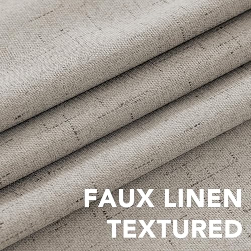 100% Blackout Linen Curtains 90" L 2 Panels Stone (Stone / 52"W x 90"L (Pack of 2))