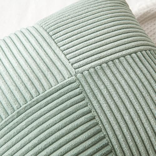 Greyish Green Decorative Throw Pillow Covers 16x16 Inch for Couch Bed Sofa Spring Decor Pack of 2 Boho Farmhouse Throw Pillows Soft Cross Corduroy Patchwork Textured Cushion Cases (16" x 16" (Pack of 2) / Greyish Green)