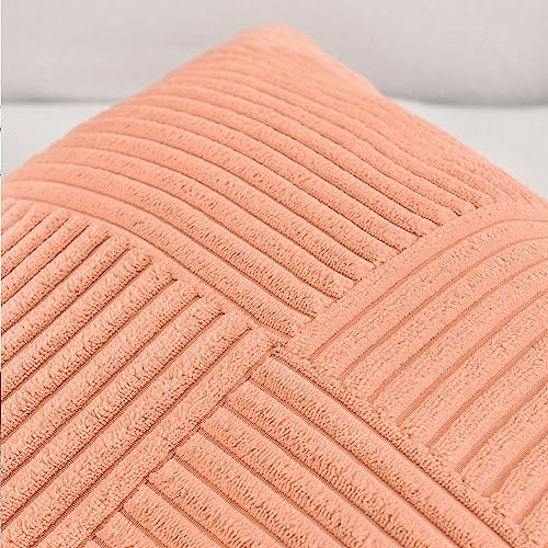 2 Packs Peach Samll Decorative Throw Pillow Covers 12x12 Inch with for Couch Bed Sofa (Peach / 12" x 12" (Pack of 2))