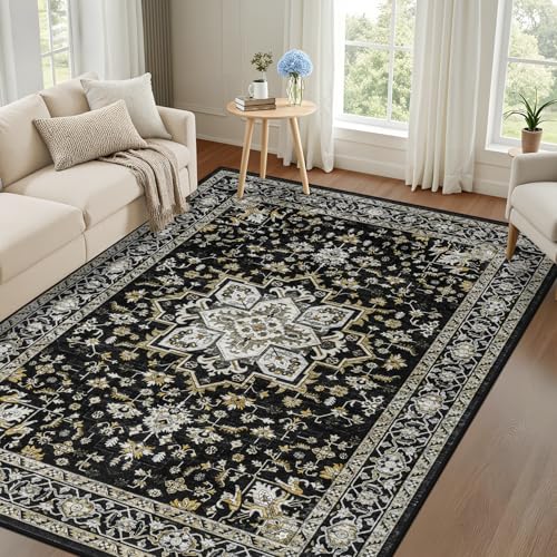 4x6 Area Rugs Living Room (Black Gold / 4' x 6' (Rectangular))