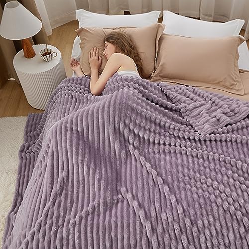 Full Size Fleece Blankets for Bed Light Purple 84"x90" (Light Purple / Full)
