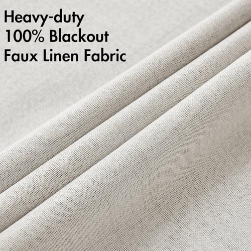 100% Blackout Linen Curtains for Bedroom 52x45 Inches Cream White (Cream White / 52"W x 45"L (Pack of 2))