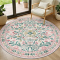 Round Area Rug Living Room (Pink/Green / 4' (Round))