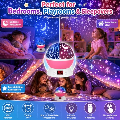 Kids Star Projector Night Light (Pink)