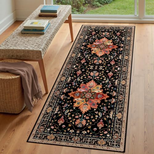 Washable Area Rug (Black/Colorful / 3' x 6' (Rectangular))
