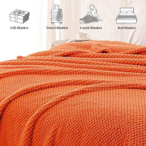 Soft Fleece Twin Size Bed Blanket (Burnt Orange / Twin(60x80 In))