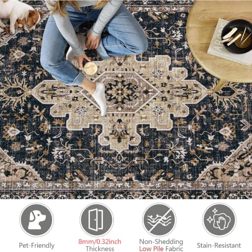 Area Rug 8x10 Vintage Rugs (Beige Black / 8' X 10' (Rectangular))