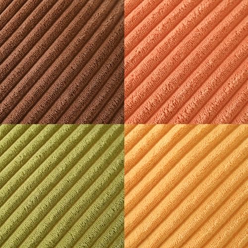 Set of 4 Fall Orange Corduroy Throw Pillow Covers 20x20 Inch (Yellow Orange / 20" x 20" (Pack of 4))