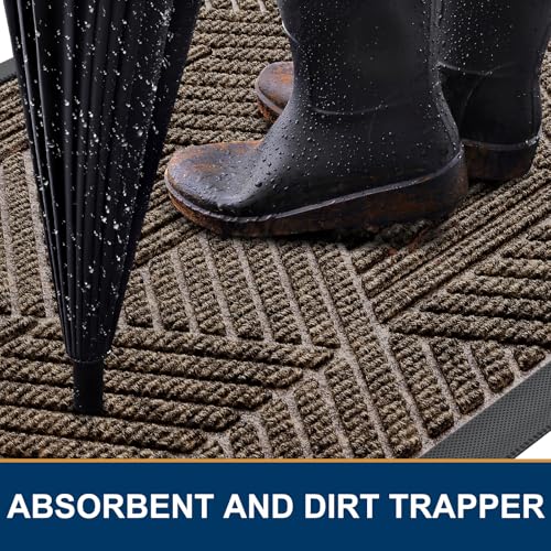Front Door Mat Outside Entrance (Brown / 47" X 32")