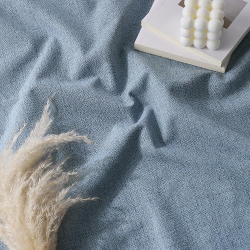 Dusty Blue Linen Texture Curtains 108 Inch Long for Apartment