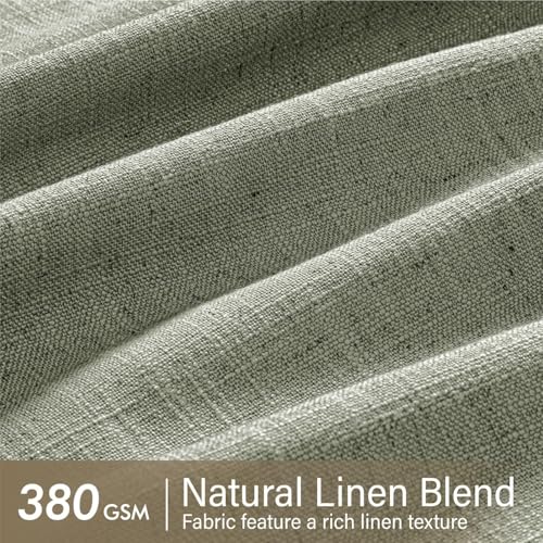 Pinch Pleated Thick Linen Curtains 108 Inches Sage Green 2 Panels (Sage Green / 40"W x 108"L (Pack of 2))