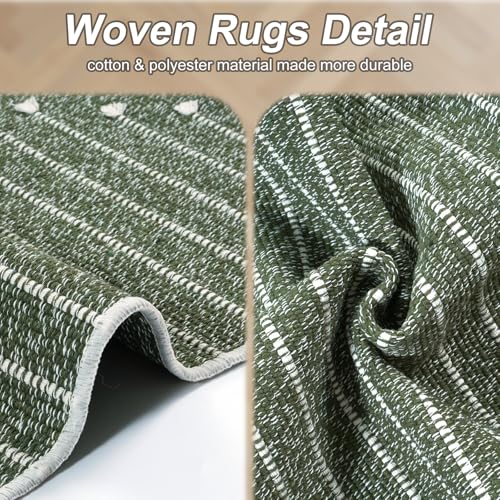 2x6 Green Entryway Runner Rug (Dark Green & White / 2' x 6' (Runner))