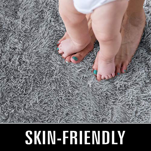 Super Soft Shaggy Rugs Fluffy Carpets (5' x 8' (Rectangular) / Grey)