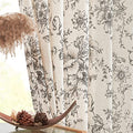 Vintage Floral Linen Curtains 102 Long for Living Room 2 Panels (Black on Beige / 50"W x 102"L (Pack of 2))