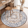 4ft Round Area Rugs for Living Room (Floral Brown / 4' (Round))