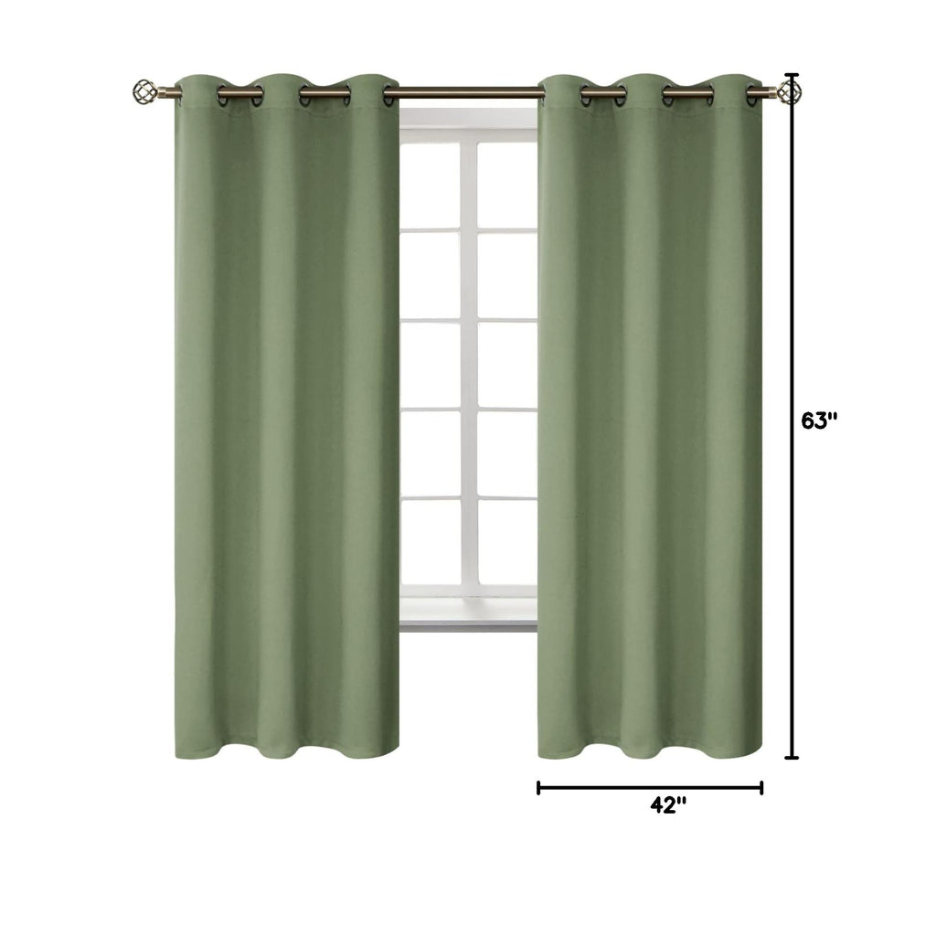 Grass Green Blackout Curtains for Bedroom 63 Inch Long (Grass Green / 42"W x 63"L (Pack of 2))