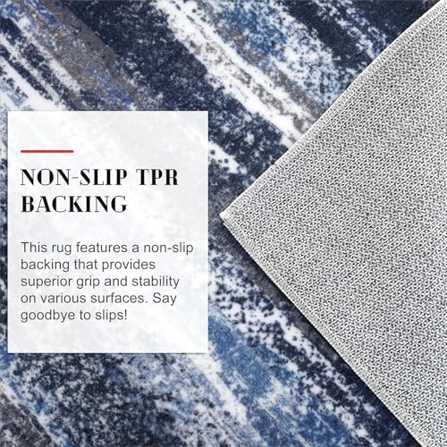 Abstract 2x3 Area Rug Small Washable Entryway Rug Non Slip Door Mat (Navy Blue and Gray / 2' x 3' (Rectangular))