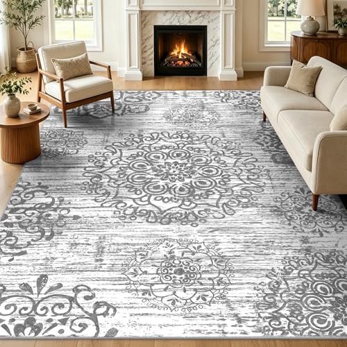 HEBE Area Rug for Living Room 5'x7' (Grey / 5' x 7' (Rectangular))
