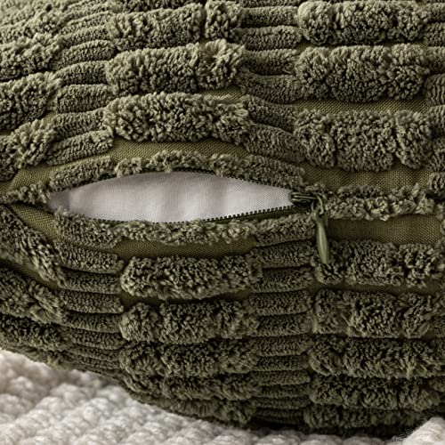 Euro Sham Corduroy Decorative Throw Pillow Covers 24x24 Olive Green (Olive Green / 24" x 24" (Pack of 2))